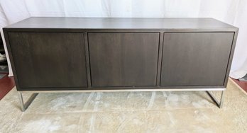 Vintage MCM 3 Door Console/Sideboard/Media Center On Metal Stand With Inside Storage Areas