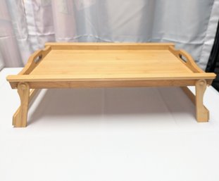 Wood Folding Food Tray With Side Wall Protection From Slippage