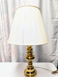 Vintage Brass Lamp With Silk Shade - 2 Of 2