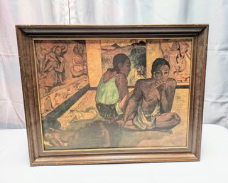 Framed (No Glass) Signed Vintage Paul Gauguin 'Te Reroia' Print On Canvas Board - 1997