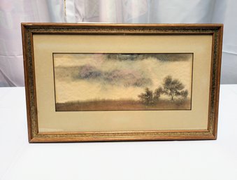 Beautiful Unsigned Water Color On Paper Nature Scape Framed