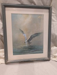#6. Framed & Matted Image Of A Seagull Over The Water