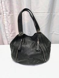 Vintage B. Makowsky Black Leather Shoulder Bag