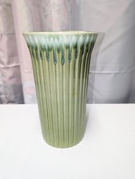 Vintage MCM Green Drip Pottery Vase