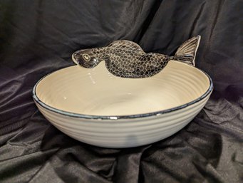 Signed Stoneware Fish Bowl