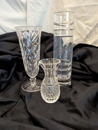 Collection Of Three Crystal  And Glass Vases