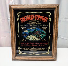 Vintage MCM Plastic Framed Glass Southern Comfort Whiskey Bar Pub Reverse Glass Sign