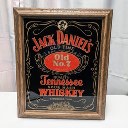 Vintage MCM Plastic Framed Glass Jack Daniel's Whiskey Bar Pub Reverse Glass Sign