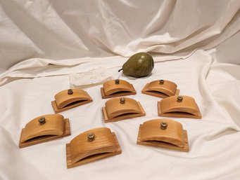 Collection Of 8 Hand Made Wood Clips With Brass Hardware