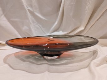 Signed Two Tone Hand Blown Glass Bowl