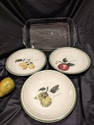 Grouping Of 4 Including Three Serving Bowls And A Pyrex Baking Dish