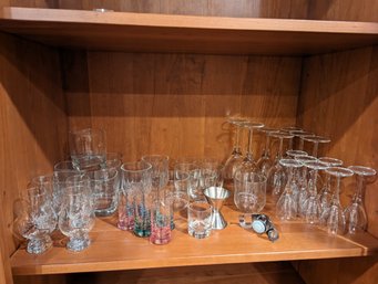 Large Collection Of Barware Glasses And A Wine Topper