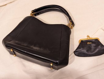 Vintage Rodo Black Leather Purse With A Small Coin Purse