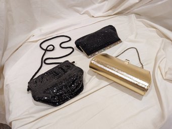 Collection Of Three Purses Two Black And One Gold