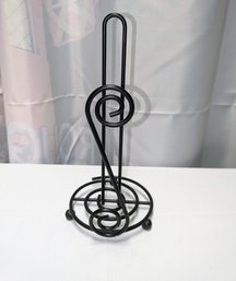 Black Metal With Scroll Design Counter Top Paper Towel Holder