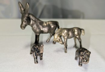 Set Of 4 Vintage Miniature Cast Animals