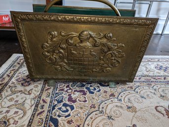 Vintage 1930's Knight & Shield Embossed Brass Magazine Rack