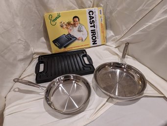 Grouping Of 3 Cookware Including A Cast Iron Grill/griddle