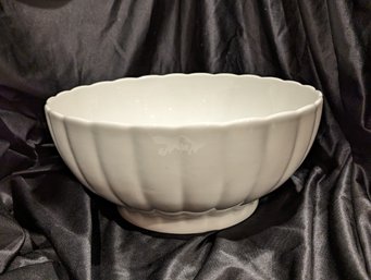 Large Fluted Porcelain Bowl By Pillivuyt France