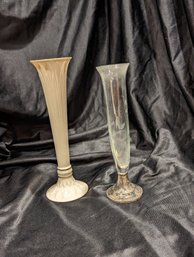 Two Flute Shaped Vases Lenox & Alvin Weighted Sterling