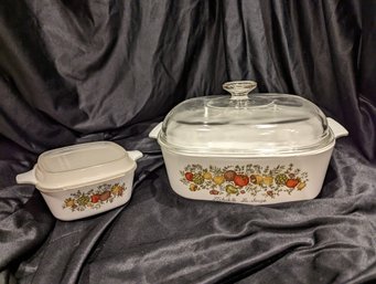 Two Vintage CorningWare Spice Of Life Bakeware Pieces