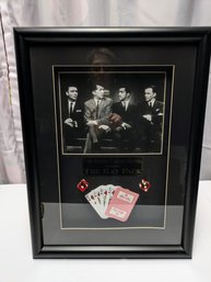 Vintage Framed Rat Pack Photo At The Sands Hotel With Authentic Sands Cards & Dice