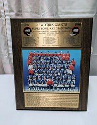 1986 New York Giants Super Bowl XXI Champions Plaque