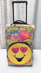 Smiley Face Suitcase With Pull Up Handle & Wheels
