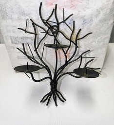 Black Metal Twig Design Wall 3 Candle Holder