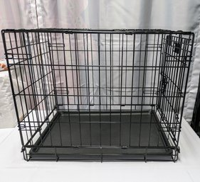 Black Metal Dog Crate With Bottom Tray