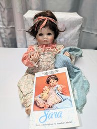 Porcelain 'Sara' Doll  By Connie Walser Derek With COA & Blanket Missing Bunny