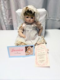 Vintage 1989 Porcelain 'Jessica' Doll By Connie Walser Derek  The Hamilton Colleciton With COA