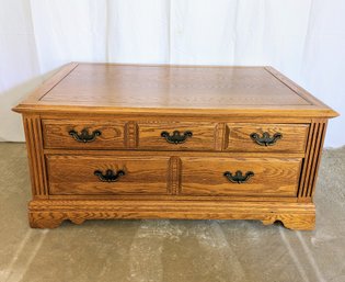 Vintage Broyhill Coffee Table With 2 Drawers And Caster Wheels