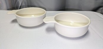 Set Of 2 Vintage White Corning Ware Grab It Bowls