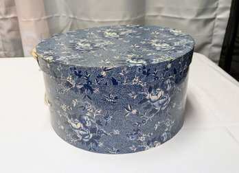 Vintage Blue & White Floral Hat Box