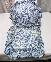 Pair Of Blue & White Floral Pattern Laura Ashley Throw Pillows