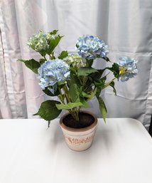 Potted Artificial Blue Hydrangea Plant