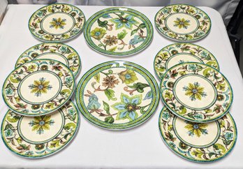 Set Of 10 - Pier 1 Earthware 'Catalina Floral' Dishes
