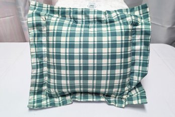 Laura Ashley Green & White Checkered Fabric  Throw Pillow