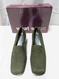 Ladies What's What By Aerosoles,  Green Velvet Shoes - Size 8.5