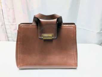 Vintage Brown Leather With Gold Accents Adrienne Vittadini Handbag