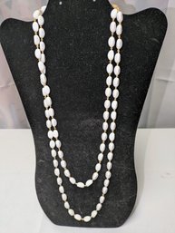 Vintage Hand Knotted Milk Glass Beaded Necklace