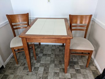 Wood & Tile Top Kitchen Tables & 2 Chair Set