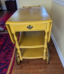 Wood Bar/Tea Service Cart With Shelves And A Drawer