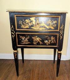 Vintage Asian 2 Drawer Embossed Hand Painted Chest