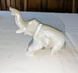 Vintage Hand Carved Marble Onyx Elephant