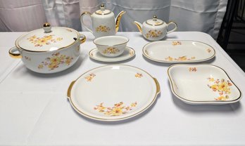 Hutschenreuther Gelb, Bavaria Germany US Zone China Serving Piece Set (7) Plus Protective Cases