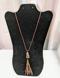 Cloisonne Enamel Pendant On Cord Necklace