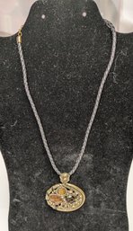 Lia Sophia Multi Stone Pendant On A Black Cord Necklace