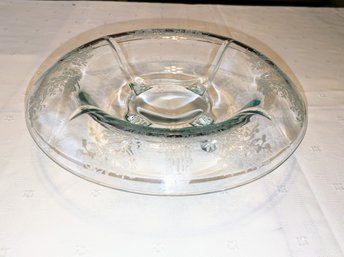 Etched Paden City Gazebo Crystal Glass Rolled Rim Footed Bowl